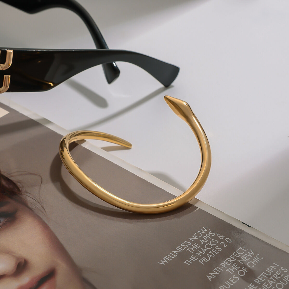 Braccialetti da donna color oro impermeabili in acciaio inossidabile a forma di serpente, stile lusso, 1 pezzo h5 Immagine5