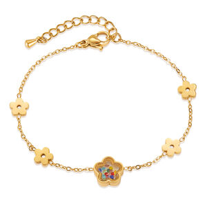 1 Stück Designable Series Daily Flower Edelstahl wasserdicht goldfarbenes Damen-Charm-Armband h5 Bild5