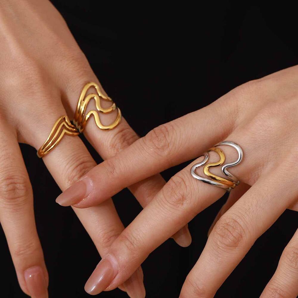 Stainless Steel Waterproof Gold Color Minimalist Rings h5Picture3