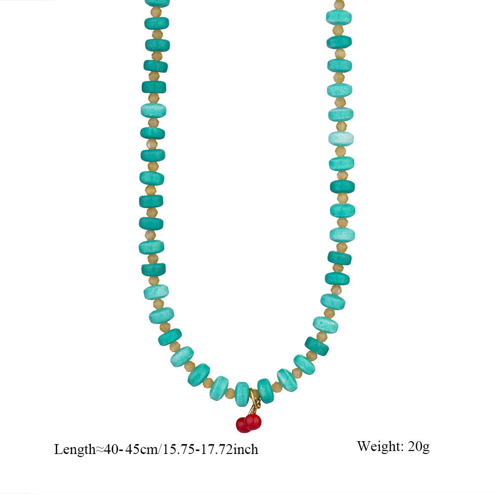Colliers de perles pour femmes en acier inoxydable, couleur or, avec perles de pierre naturelle éclatantes h5 Image2