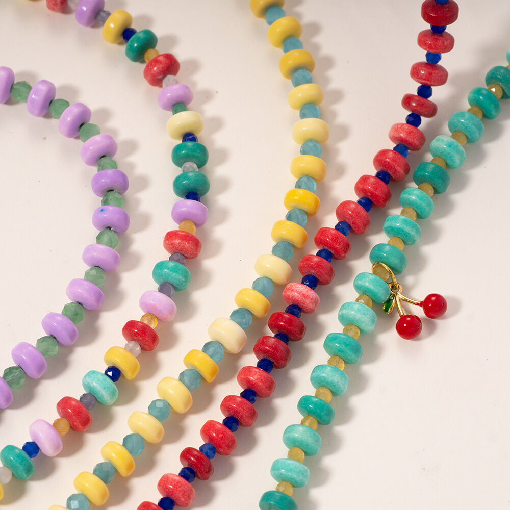 Vivid Nature Stone Beads Stainless Steel Waterproof Gold Color Women's Beaded Necklaces 2