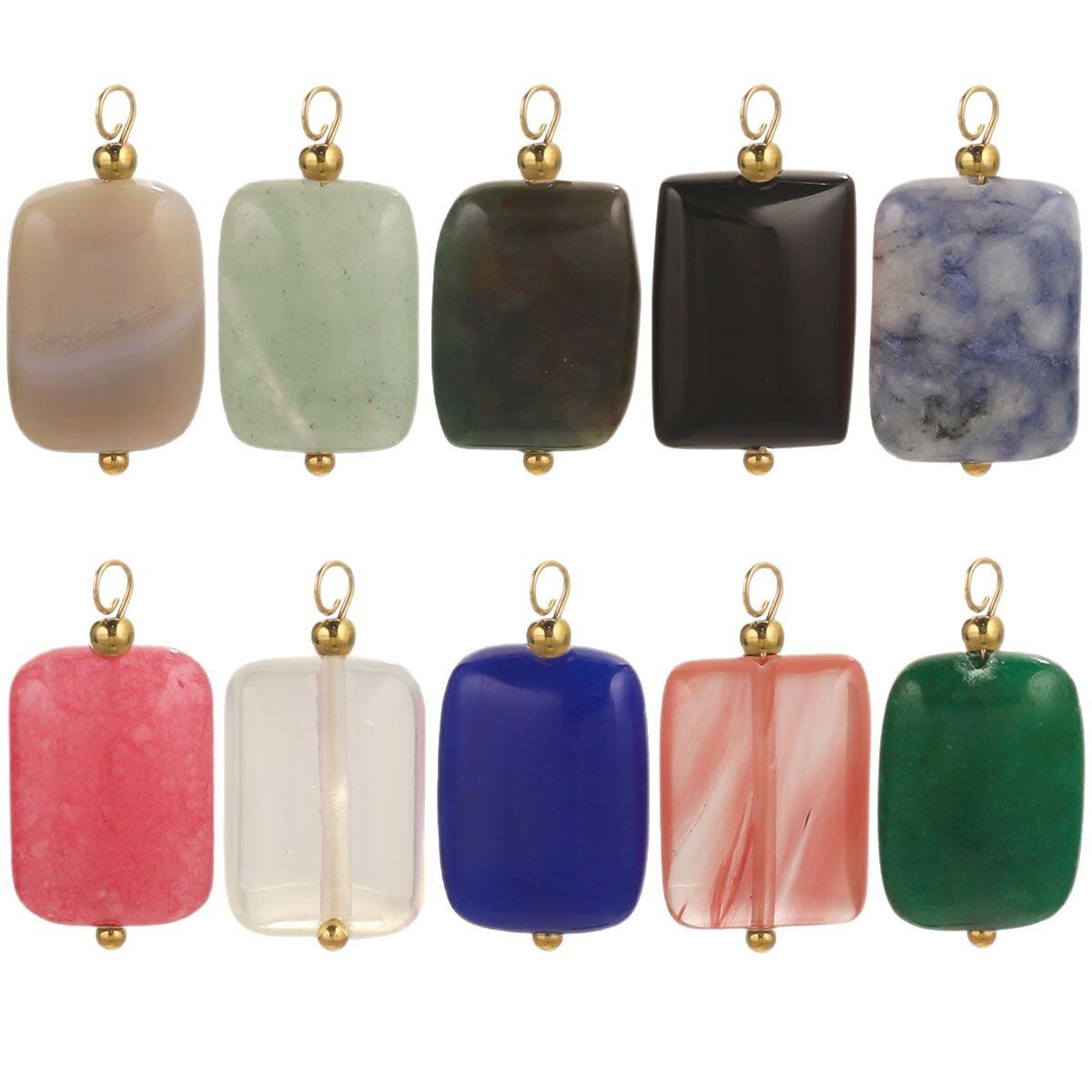 1 Piece Polychrome Rectangular Stainless Steel Waterproof Natural Stone Women's Pendants h5 Picture6