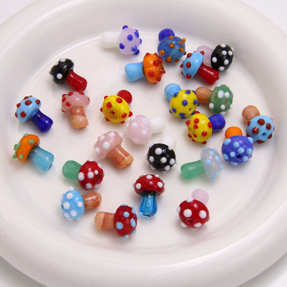 Exquisite Mushroom Colorful Glass DIY Jewelry Beads 2