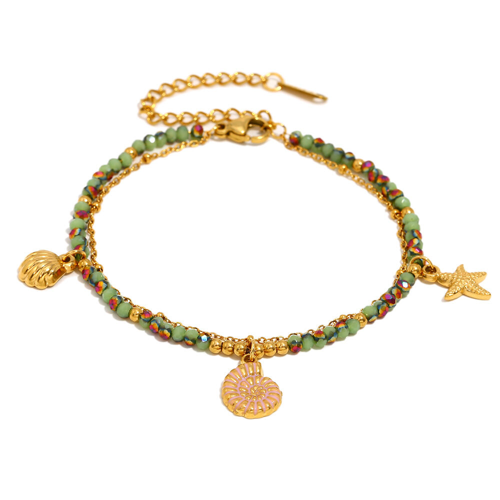 Pulseras de cuentas de color dorado resistentes al agua de acero inoxidable oceánico Imagen6