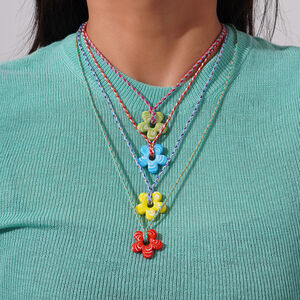 1 Piece Glamorous Series Sweet Ripple Textured Flower Glass Women's Pendant Necklaces h5 Picture3