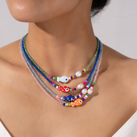 Whimsical Fish Ceramics Natural Stone Women's Pendant Necklaces
