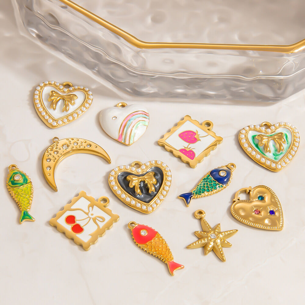 Vacation Style Stainless Steel Waterproof  Gold Color DIY Pendants