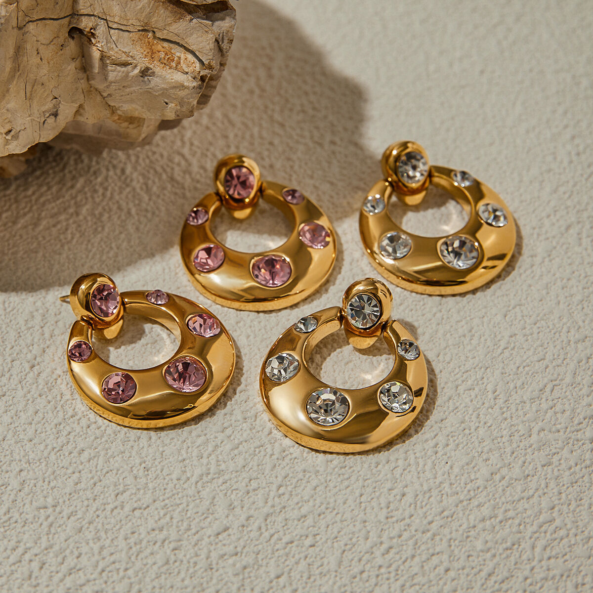  style geometric stainless steel  gold color drop earrings