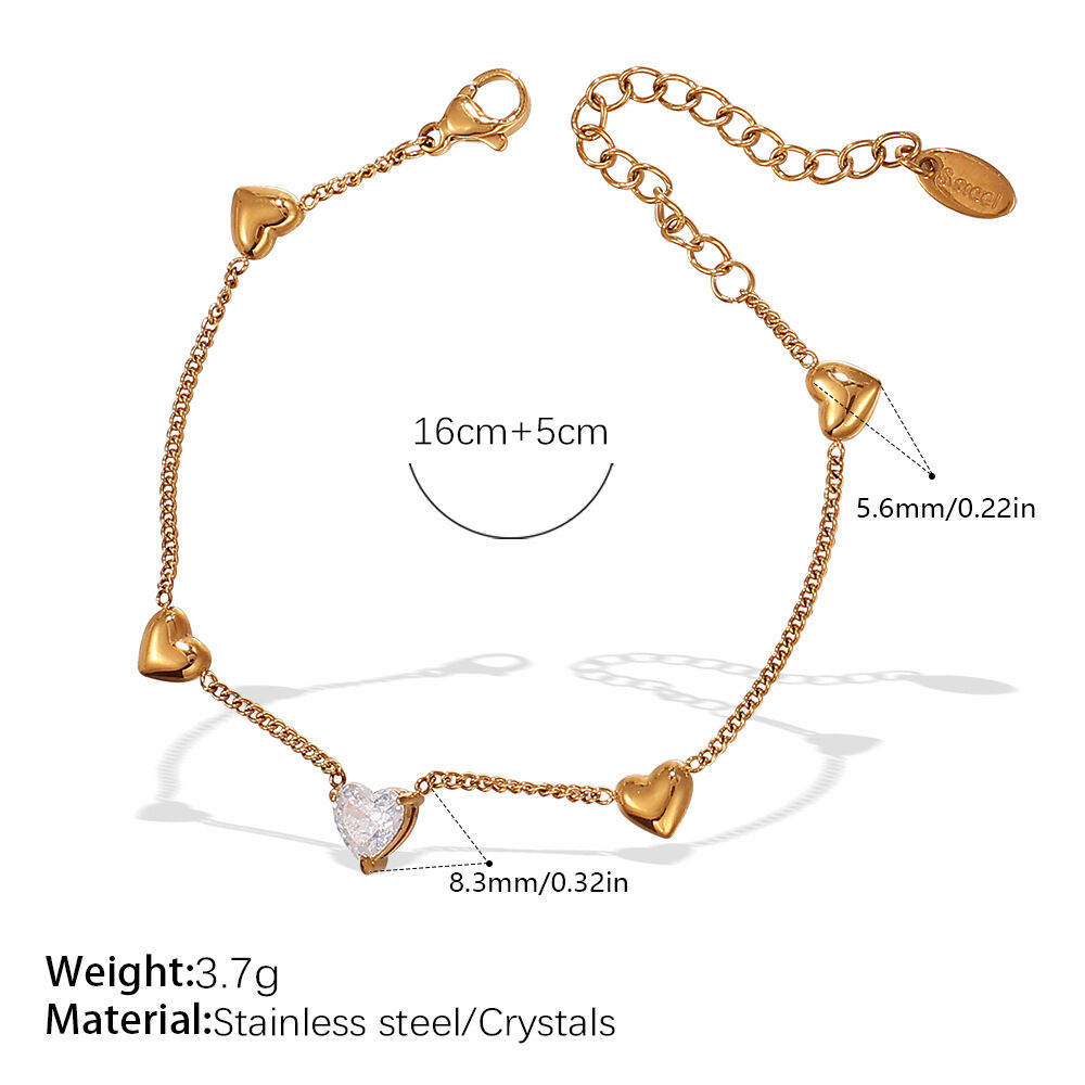 1 Piece Heart Stainless Steel Gold Color Chain Necklace h5