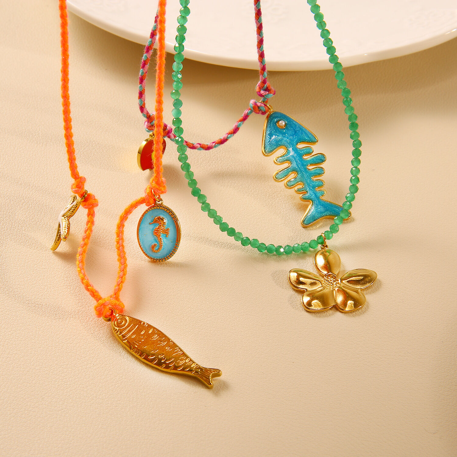 Contrast Color Fish Stainless Steel Waterproof Gold Color Women's Pendant Necklaces h5 Picture7
