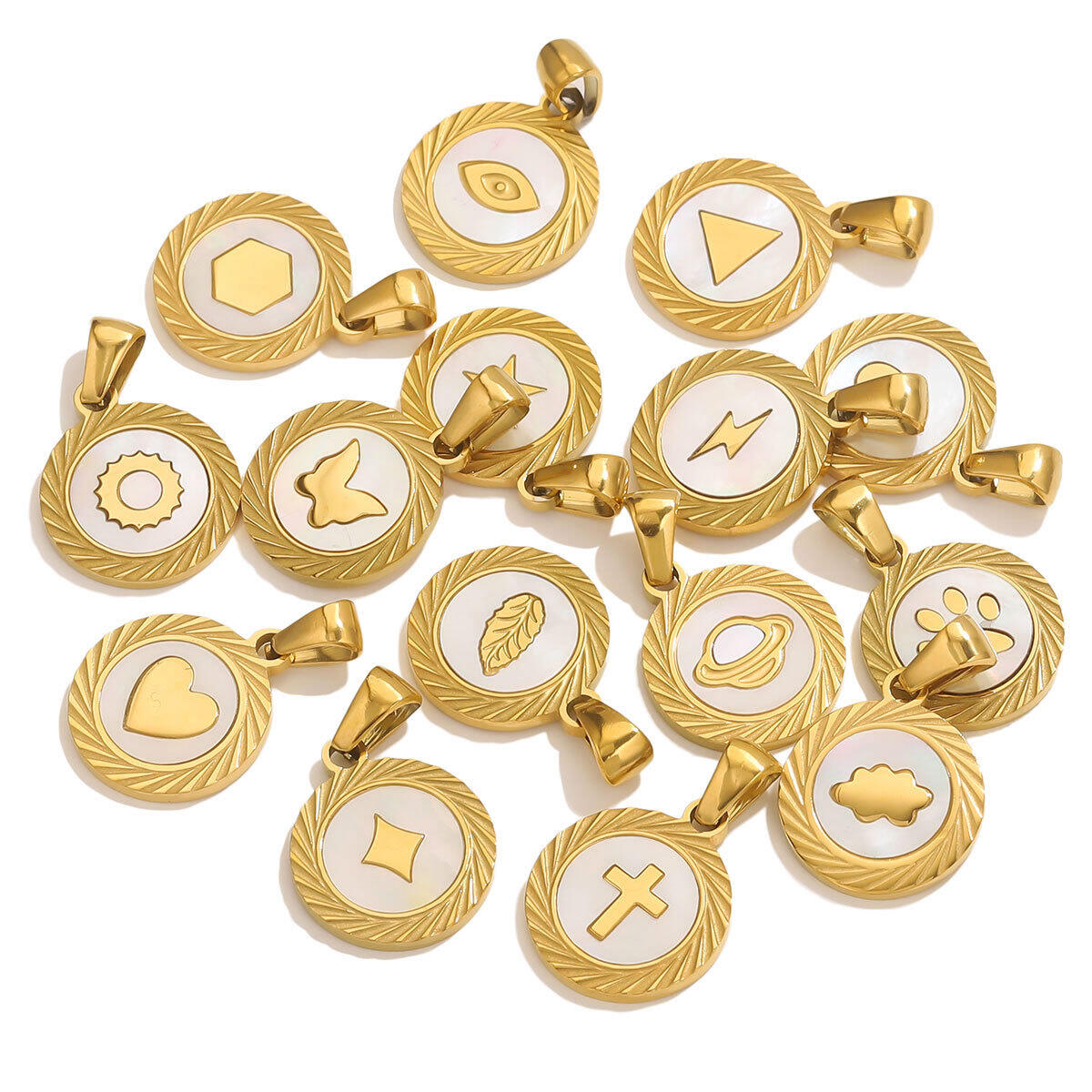 1 pezzo delicato cerchio in acciaio inossidabile impermeabile color oro ciondolo da donna