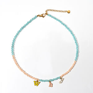 Bohemian Natural Stone Heart Stainless Steel Waterproof Gold Color Women's Beaded Necklaces h5 Picture5