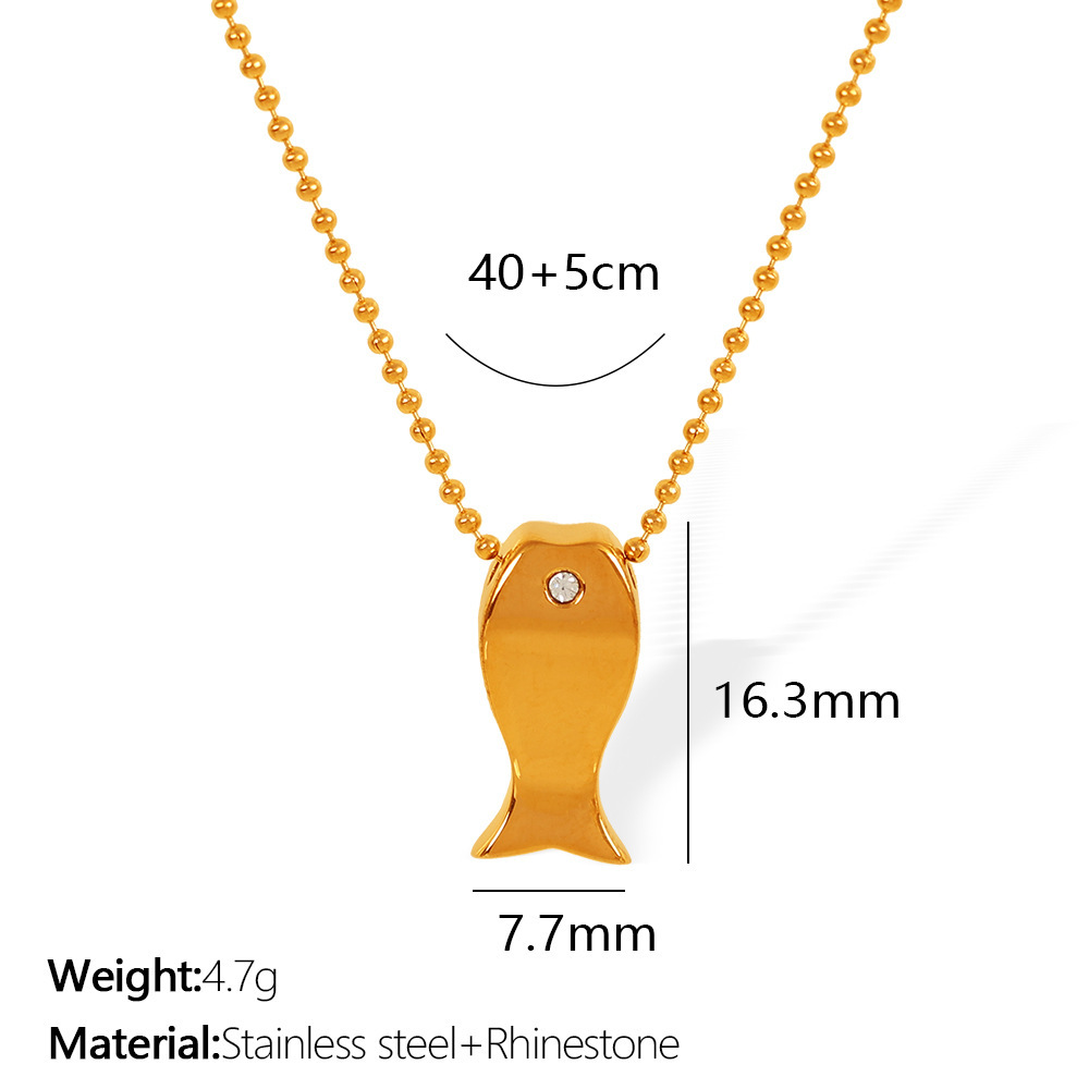 Cute Fish Titanium Steel Gold Color Pendant Necklaces Picture2