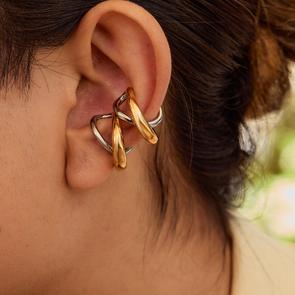 Stainless Steel Waterproof Mixed Color Ear Cuffs