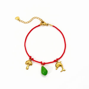 Bracelets à breloques pour femmes, en corde de coton, en acier inoxydable et ornés de fruits aux couleurs contrastées. Étanche. h5