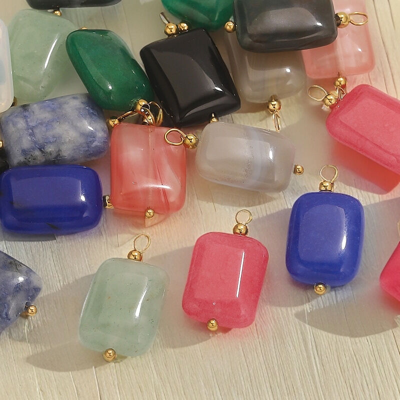 1 Piece Polychrome Rectangular Stainless Steel Waterproof Natural Stone Women's Pendants h5 Picture9