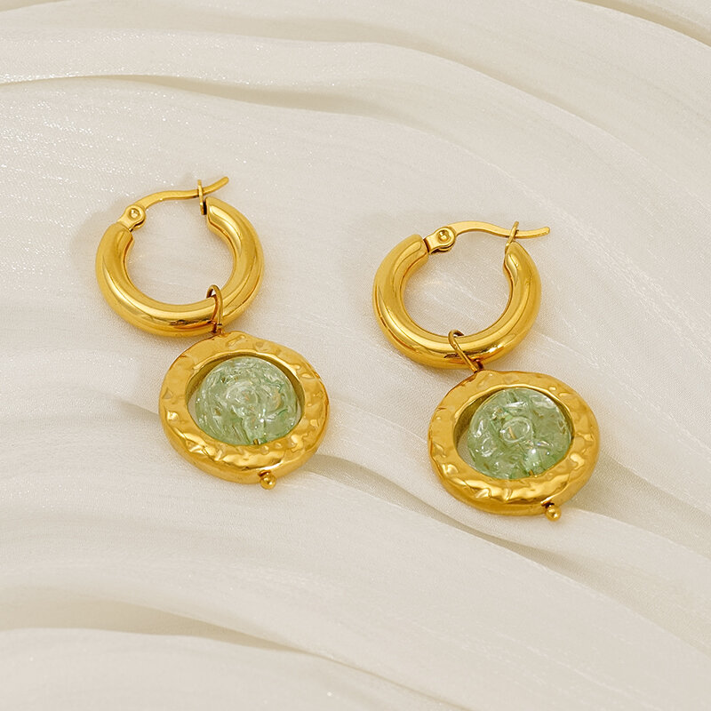 Stainless Steel Waterproof Gold Color Drop Earrings Picture6