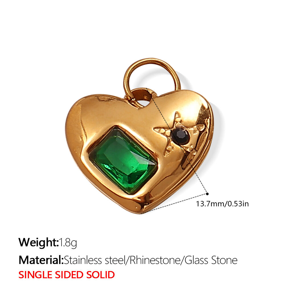 Pj310Gng Green Glass Stone Gold Pendant/8 Picture5