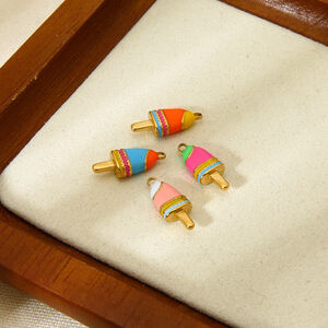 Cute Colored Enamel - Dripping Ice - cream DIY Stainless Steel Waterproof Pendant h5 Picture3
