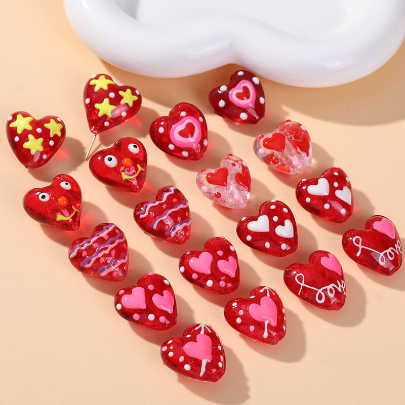 Sweet Red Elegant Heart Glass DIY Jewelry Beads h5 Picture4