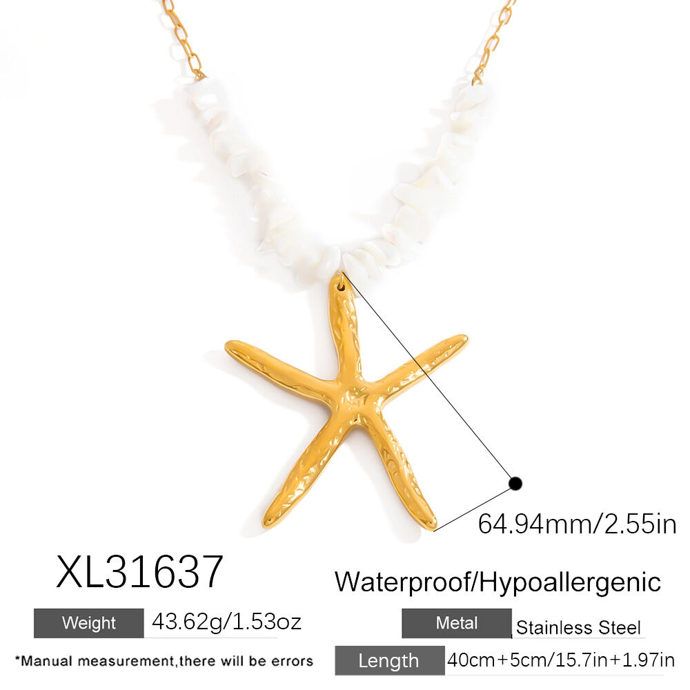 Creatieve Oceaan Serie Zeester Goudkleurige Waterdichte Roestvrijstalen Ketting Afbeelding2