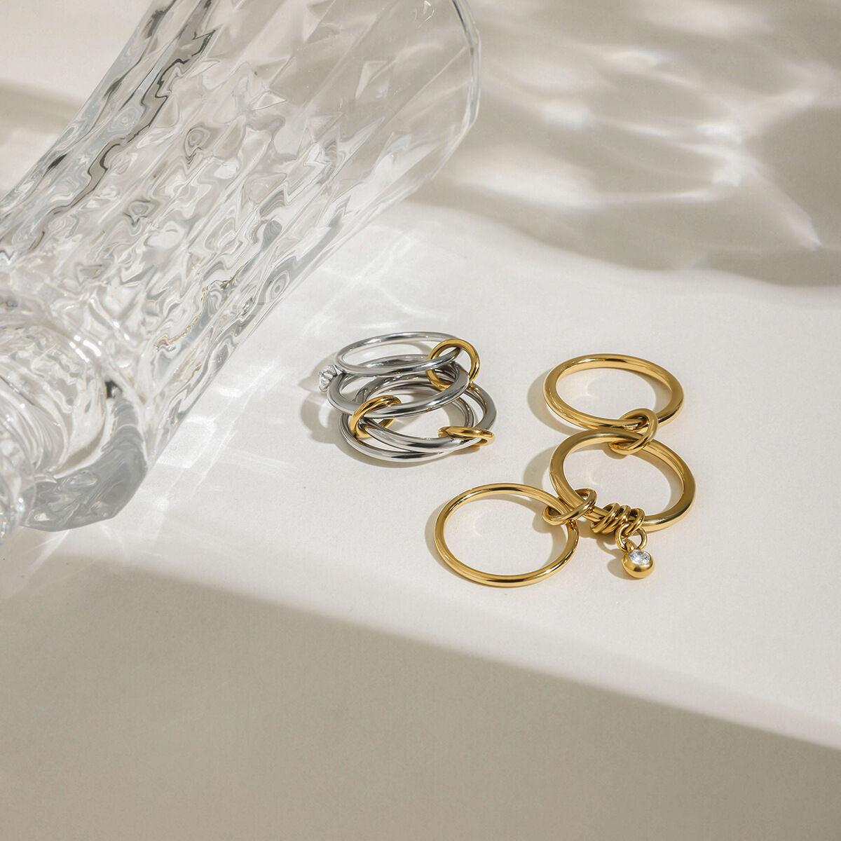 Simple Annular Stainless Steel Waterproof Gold Color Minimalist Rings Picture6