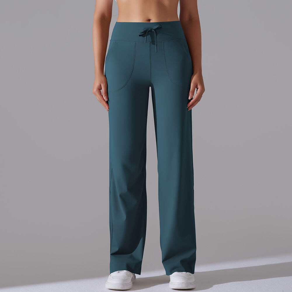 1 Piece Solid Colored High End Elastic Loose Casual Women's Sports Long Pants h5Picture2