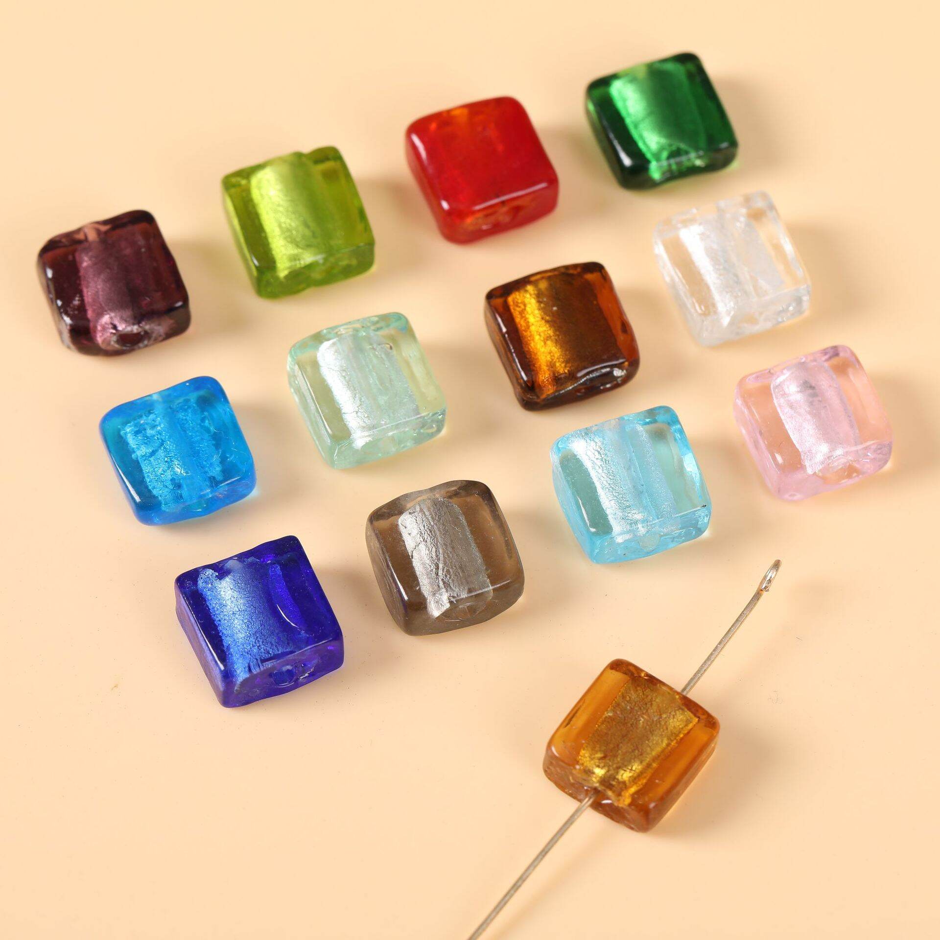 Sparkling Square Colorful Glass DIY Jewelry Beads