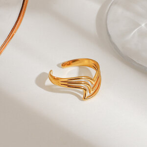 Stainless Steel Waterproof Gold Color Minimalist Rings h5 Picture4