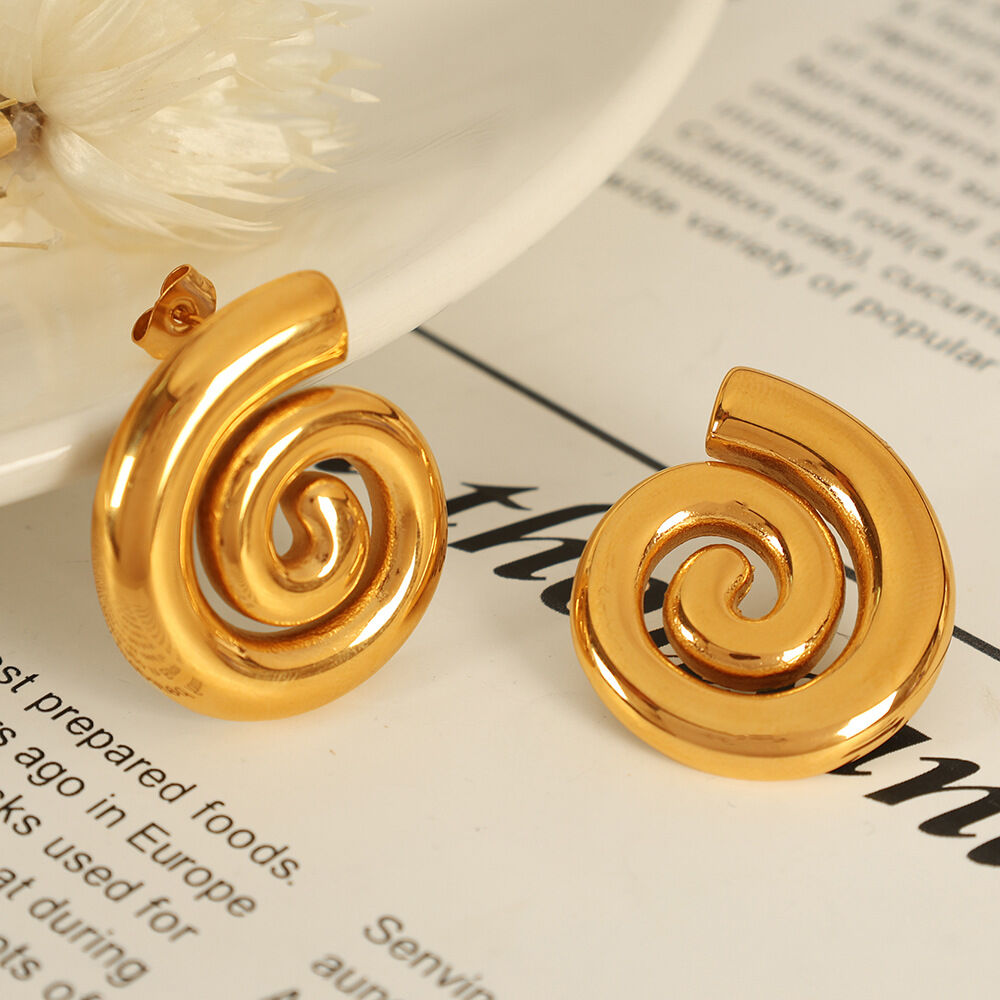 Vortex Stainless Steel Gold Color Earrings Set h5 Picture2