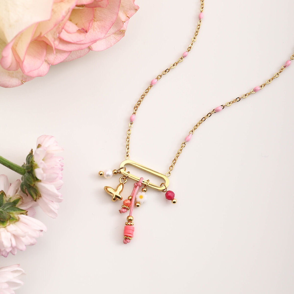 Mini Butterfly Stainless Steel Waterproof Gold Color Pendant Necklaces h5 Picture3