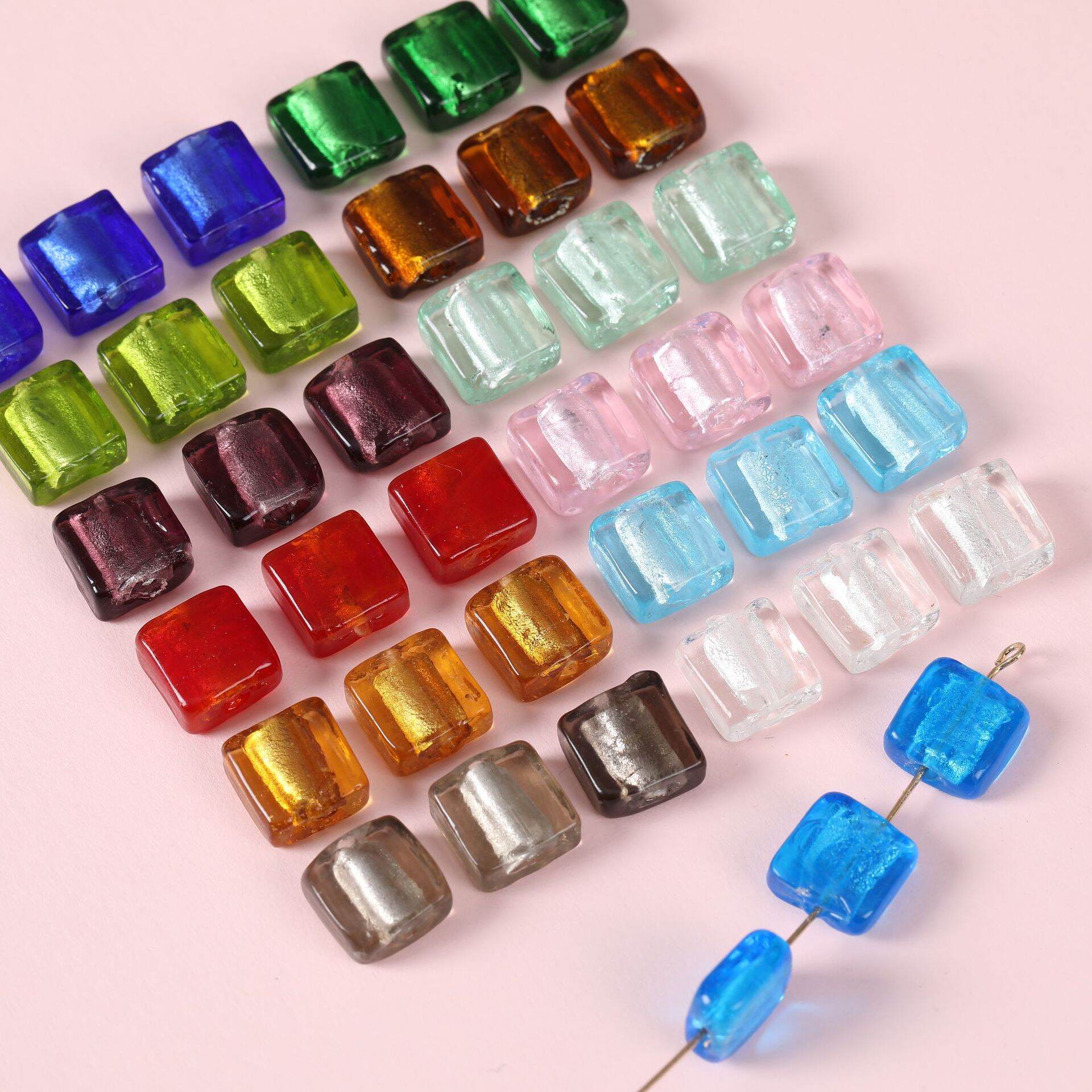 Sparkling Square Colorful Glass DIY Jewelry Beads 2
