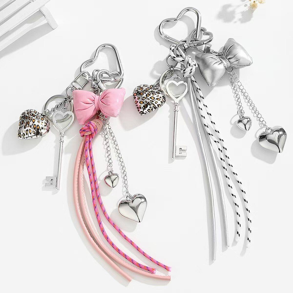 Leopard Heart Bag Charms