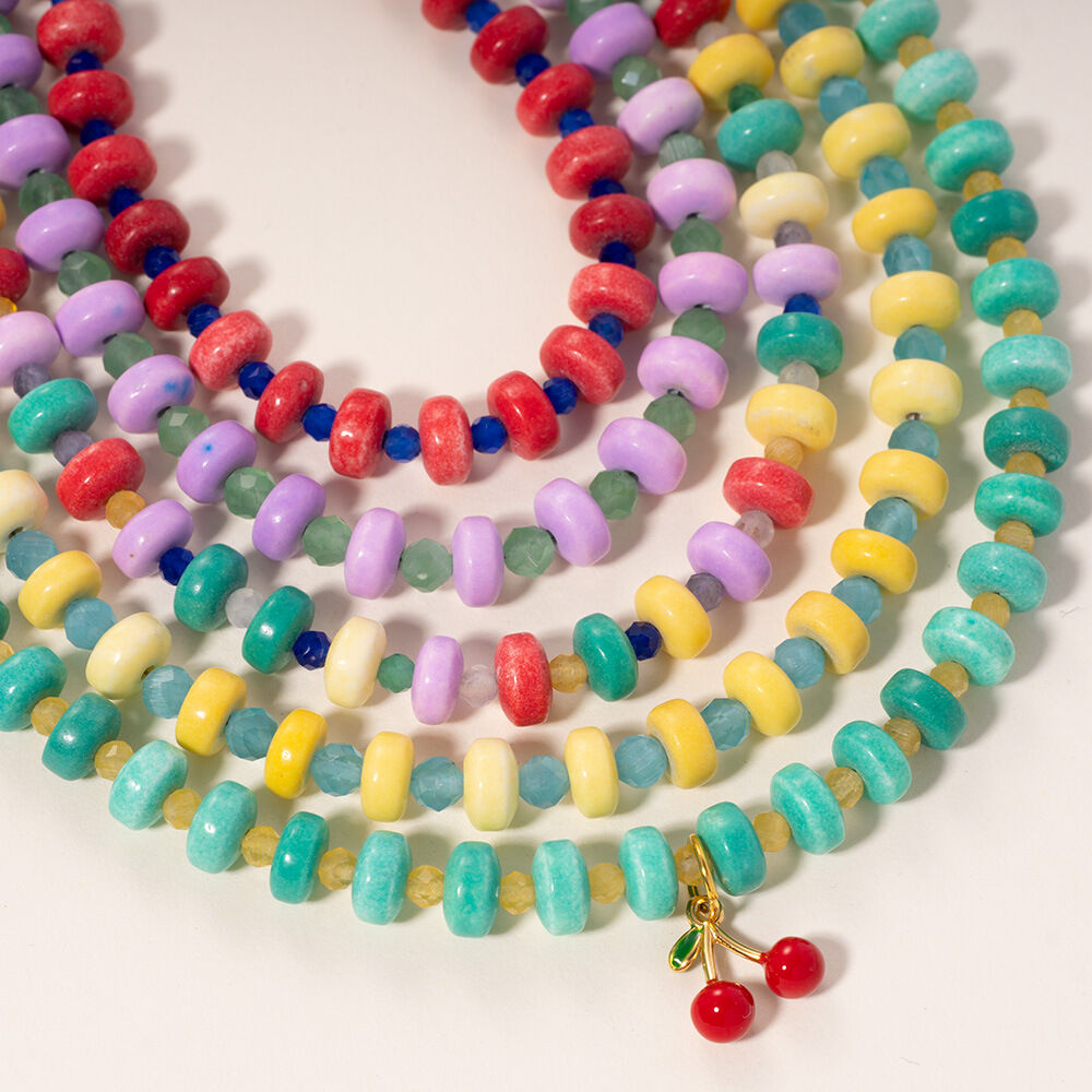 Colliers de perles pour femmes en acier inoxydable, couleur or, avec perles de pierre naturelle éclatantes h5 Image4