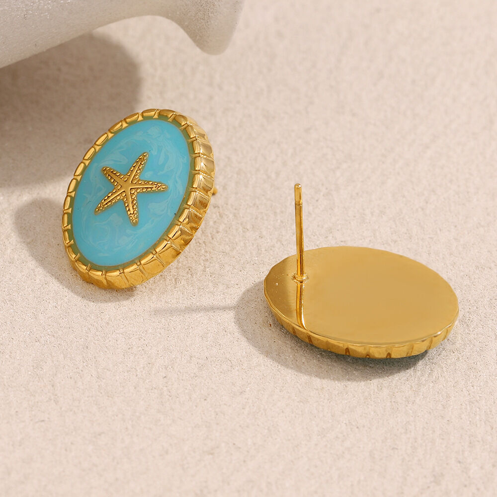 Pendientes vintage de acero inoxidable con diseño de estrella de mar, ligeros y lujosos, resistentes al agua, para mujer. h5 Imagen4