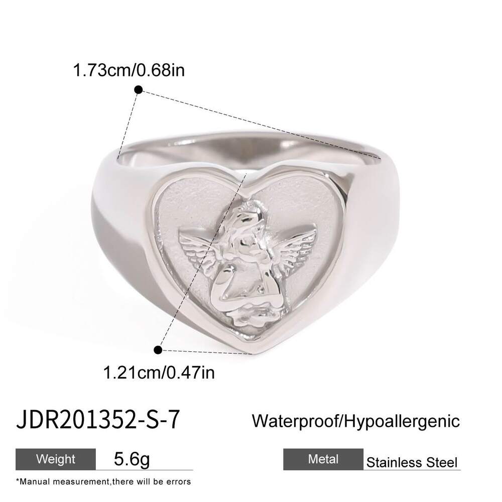 style herz engel edelstahl gold farbe statement ringe