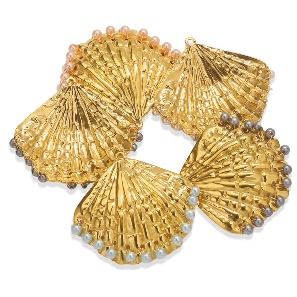 1 pezzo di eleganti pendenti da donna in acciaio inossidabile a forma di conchiglia, impermeabili 2