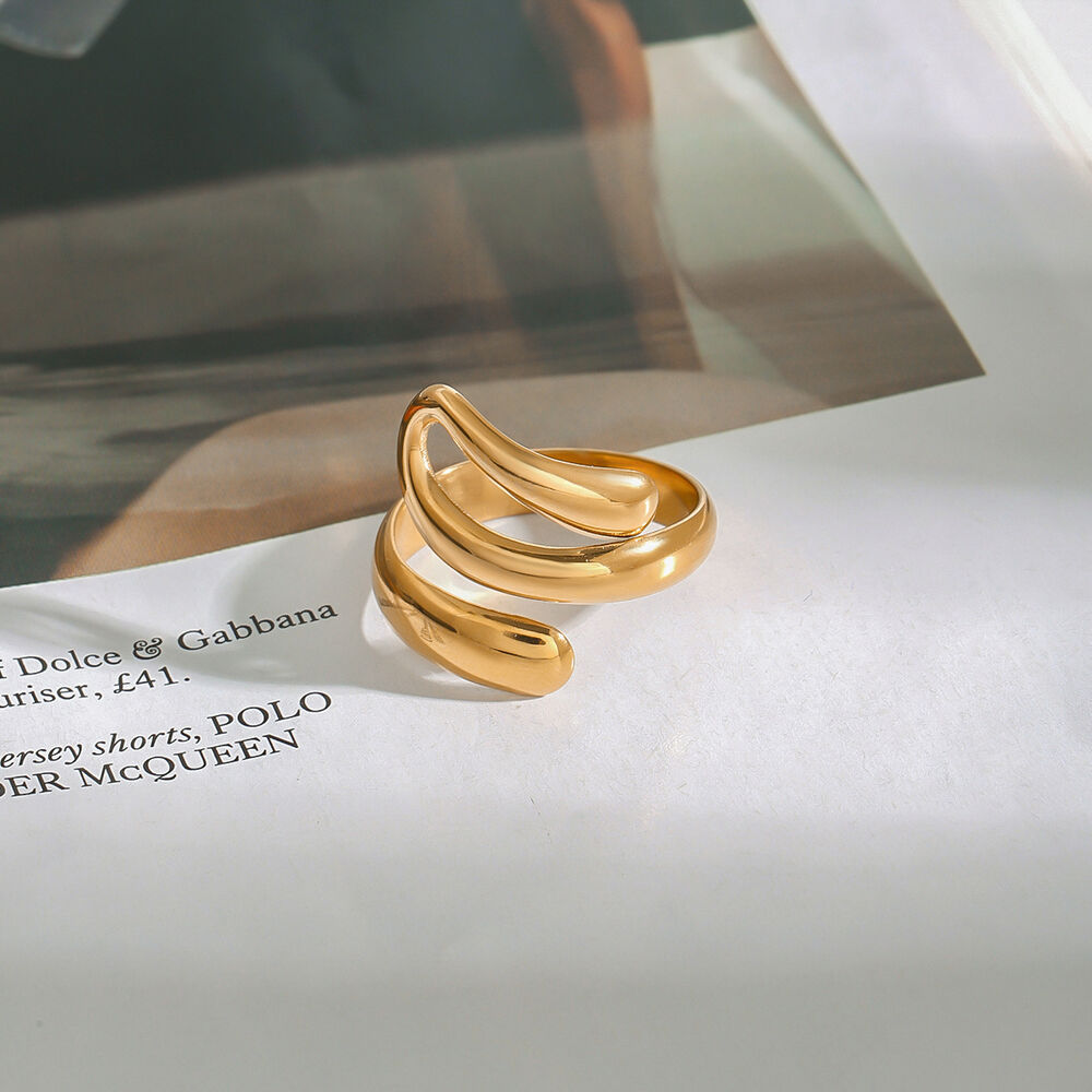 Stainless Steel Waterproof Gold Color Minimalist Rings Picture2