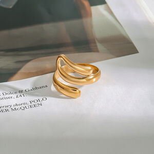 Stainless Steel Waterproof Gold Color Minimalist Rings h5 Picture2