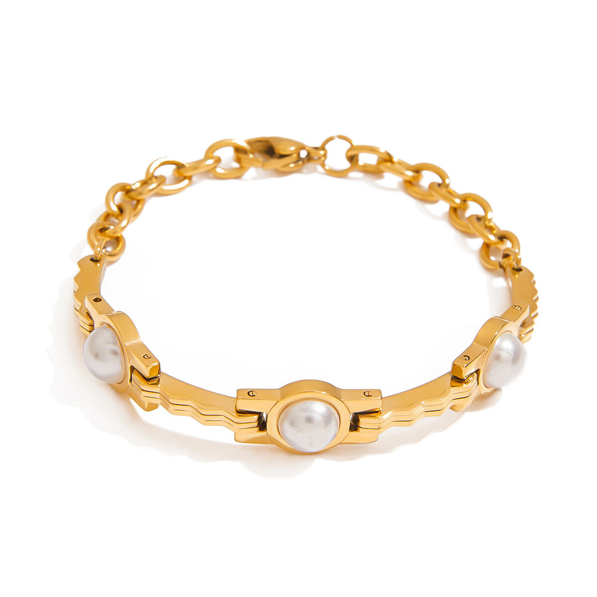 Bracciale retrò in acciaio inossidabile impermeabile color oro h5 Immagine5
