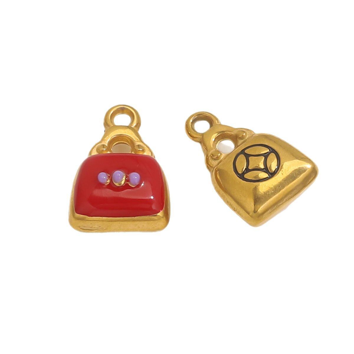 1 Piece Classic Bag Droplet Technique Stainless Steel Waterproof Gold Color Women's Pendants h5 Picture6