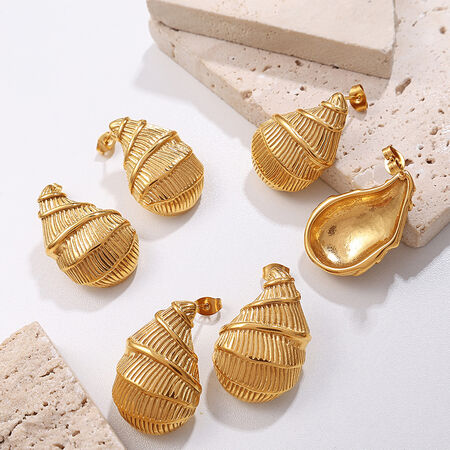 Drop Stainless Steel Gold Color Stud Earrings