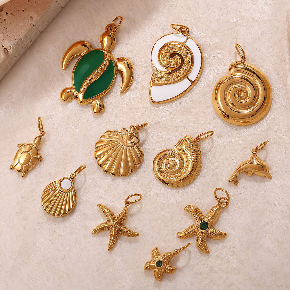 Lustrous Shell Titanium Steel Gold Color Women's Pendants Picture2
