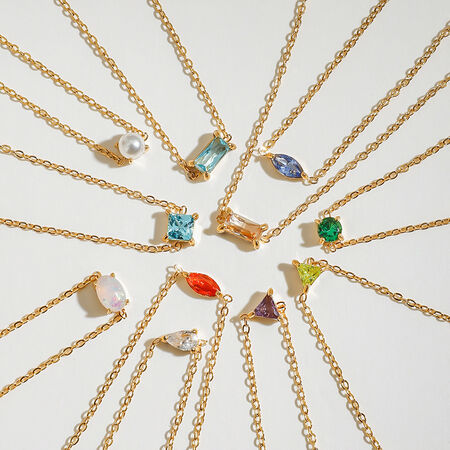Simple Stainless Steel Waterproof Gold Color Birthstone Charm Bracelets