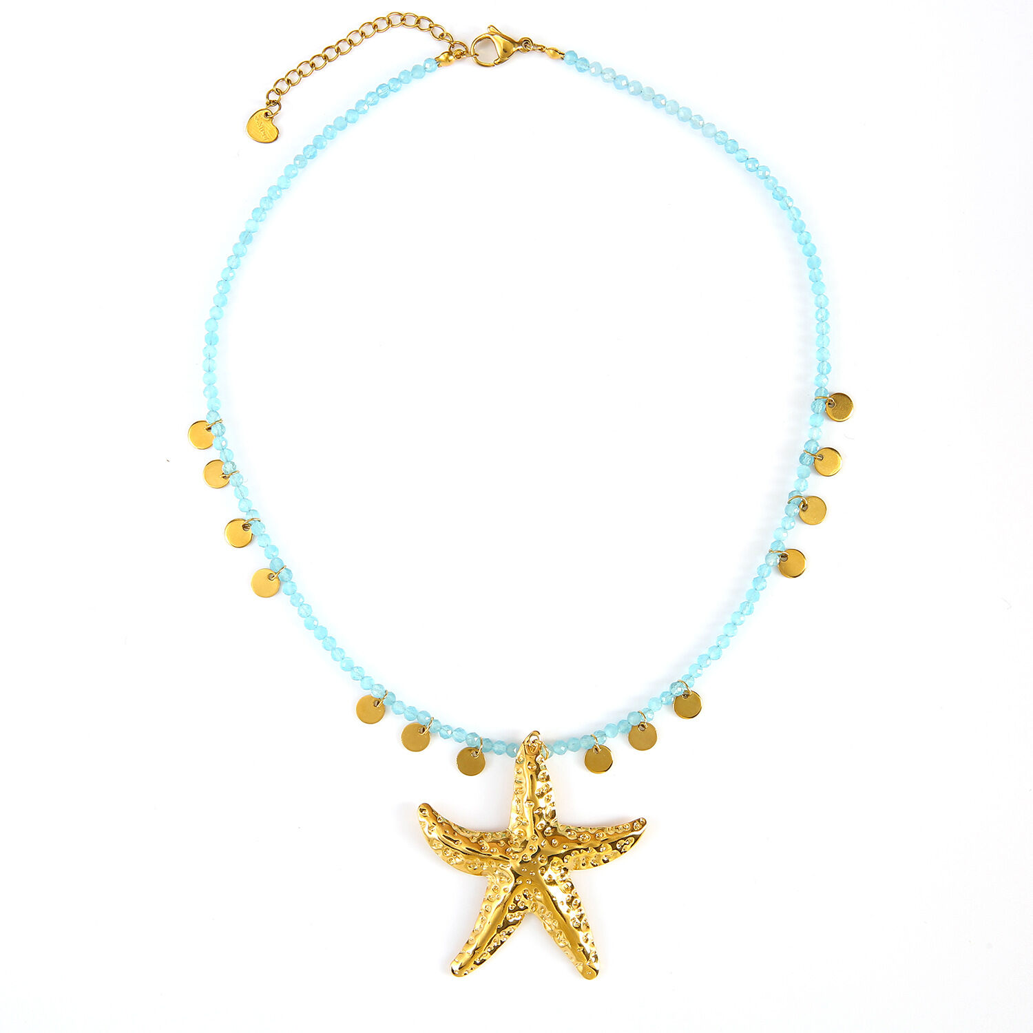 Collar con colgante de estrella de mar oceánica de acero inoxidable, resistente al agua, color dorado, para mujer h5 