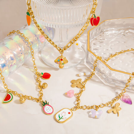 Cute Fruit Stainless Steel Waterproof Gold Color Pendant Necklaces