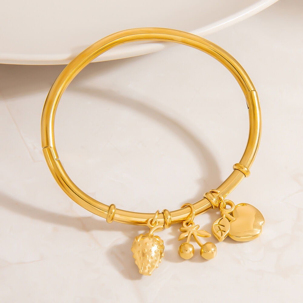 Niedliche, fruchtige Armbänder aus wasserdichtem Edelstahl in Goldfarbe für Damen h5 Bild4