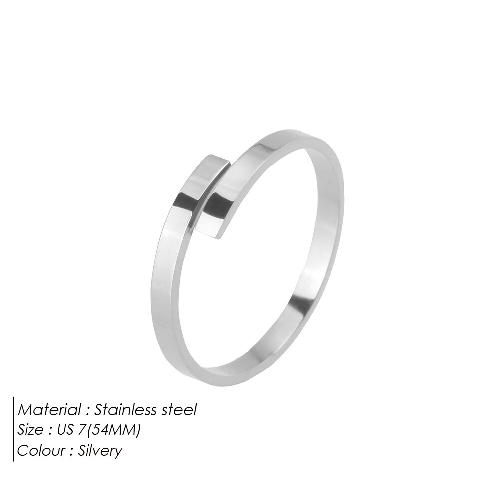 Simple Series Everyday Gold - colored Stainless Steel Waterproof Couple Rings h5 Picture2