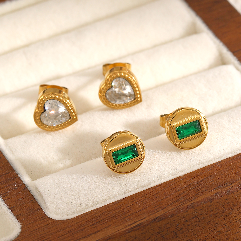  style stainless steel gold color stud earrings