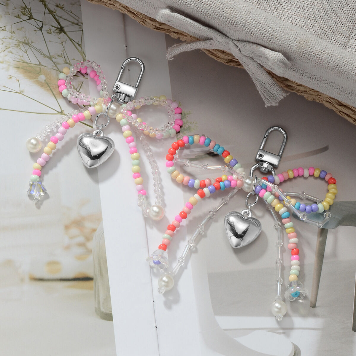 Colorful Beaded Bow Knot Bag Charms